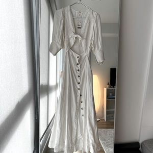 Free people white button up midi dress